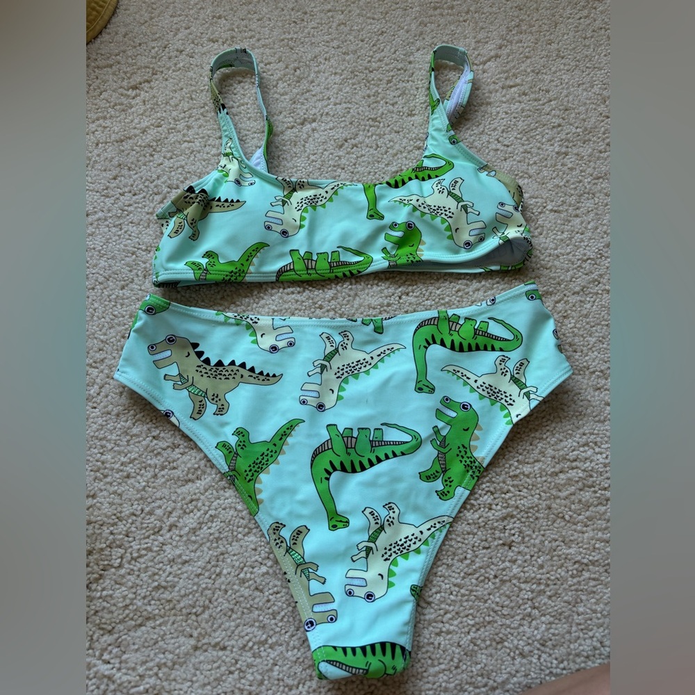 High waisted dinosaur bikini